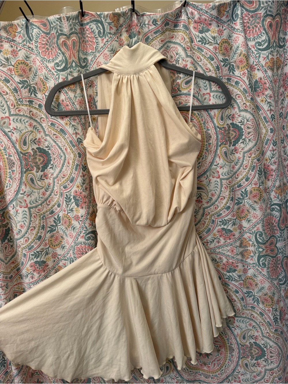 Cider Stand Collar Sleeveless A-Line Mini Dress in cream Size Large NWOT